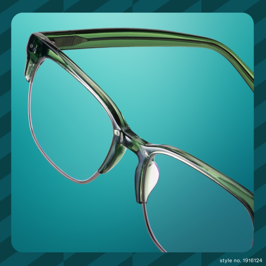 Green transparent glasses with thin frames. Style no. 1916124.