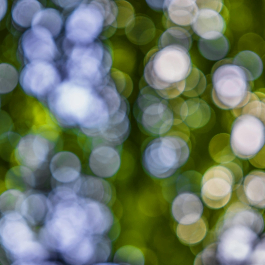 Blurred colorful circles with green and blue hues.