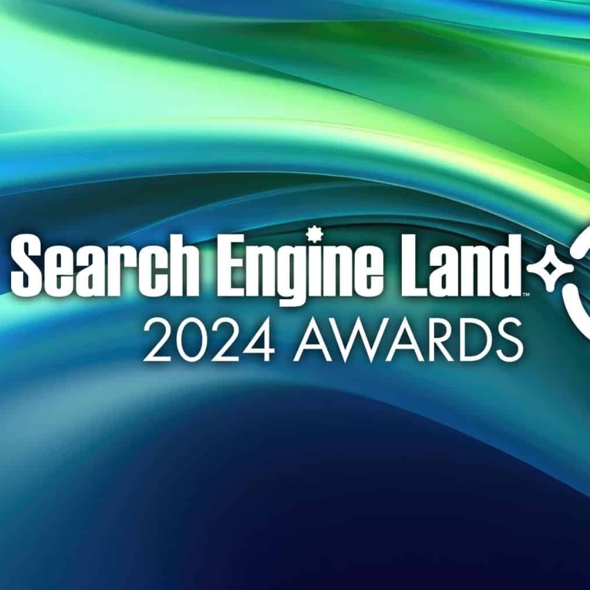 Search Engine Land 2024 Awards logo on blue and green background.